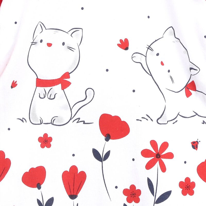 Girls White & Red Nappy Opening Babysuit image number null